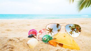 Sunglasses fan beach palm sky - summer free wallpaper