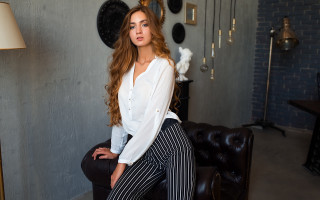 Elina karimova fashion portrait indoor - a chair in a room free wallpaper