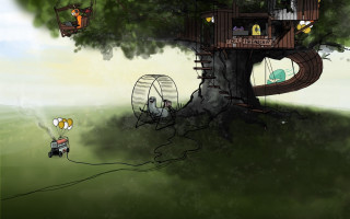 Tree house man hammock tree - david firth free wallpaper for desktop