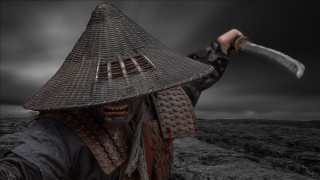 Straw hat man large knife - photo of him free wallpaper