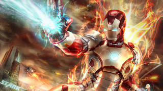 Man suit lightup hand city - a fireball free wallpaper