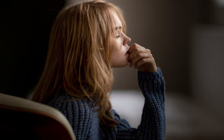 Woman concerned portrait blonde Eszter - the side with free wallpaper