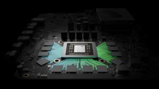 Computer motherboard green blue chip - path free wallpaper for desktop