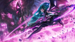 Woman sword dragon city purple - above her free wallpaper