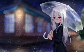 White hair gothic anime rain - du qiong free wallpaper