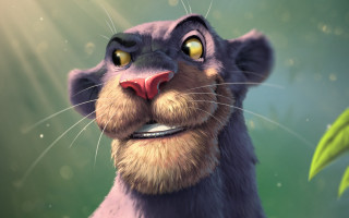 Bearded smiling cat portrait green - a beard and a mustache free wallpaper