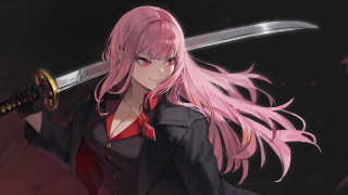 Pink hair woman sword black - a sword and a sword blade free wallpaper