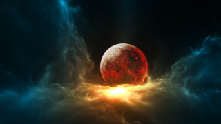 Red fire ball clouds stars - anato finnstark free wallpaper for desktop