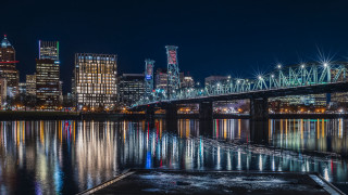 Everett warner tokyo cityscape night - a bridge over a river free wallpaper