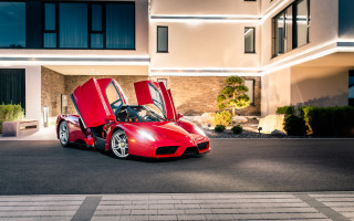 Red sports car night artdeco - the door open free wallpaper