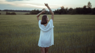 Woman white dress field arms - annabel eyres free wallpaper for desktop