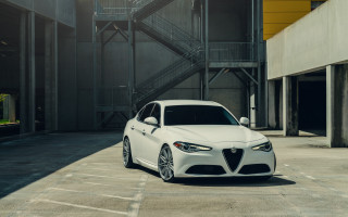 White alfa coupe parking lot - stair free wallpaper