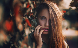 Red haired woman portrait bokeh - alena aenami free wallpaper for desktop