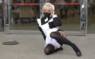 Black mask cosplay maid thighhighs - a black mask free wallpaper