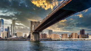 Bridge water city clouds sunset - a bridge over a body of water free wallpaper