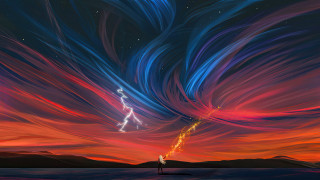 Beach night colorful sky lightning - colorful cloud free wallpaper