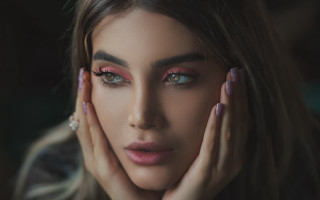 Pink makeup nails portrait blurry - free aesthetic wallpaper