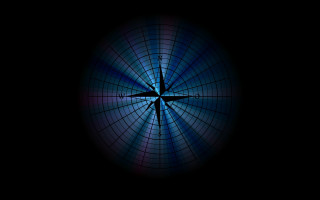 Blue black circular wireframe birdcage - a black center free wallpaper