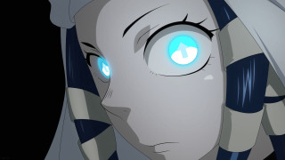Blue eyes robot suit hologram - symmetrical eye free wallpaper