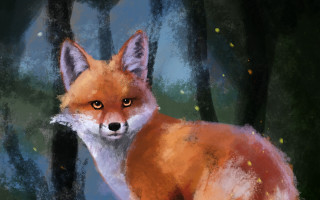 Fox forest firefly digital painting - brom free wallpaper