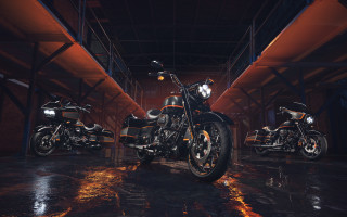 Motorcycles warehouse night lights photorealism - the bike free wallpaper
