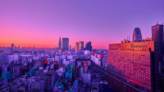 Tokyo skyline pink sunset bridge - japan aya goda free wallpaper for desktop