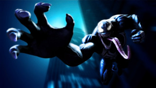 Black suit person glowing monster - in the air free wallpaper