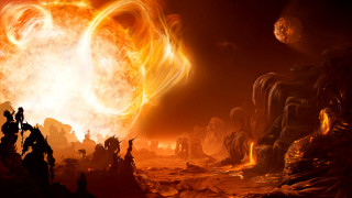 Desert sun rocks lava fire - sun free wallpaper for desktop