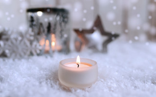 Lit candle silver holder star - fluffy free wallpaper