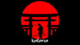 Katana silhouette red sun torii - a red sun free wallpaper