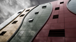 Clock tower cloudy sky abstract - modular constructivism free wallpaper for desktop