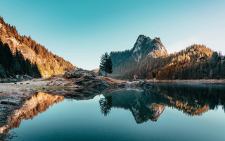 Mountain lake forest blue sky 7 - nature free wallpaper