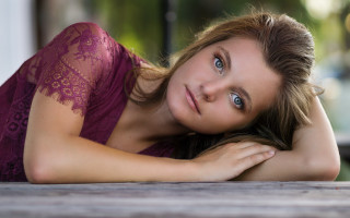 Purple dress woman laying portrait - caroline chariotdayez free wallpaper