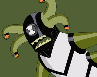 Cartoon character mask green background - orange eye free wallpaper