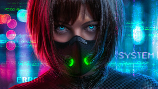 Woman gasmask neonlights futuristic cyberpunk - cyberpunk free wallpaper