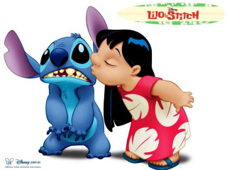 Cartoon character kissing smiling face - in the background free wallpaper for desktop