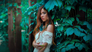 Gothic portrait woman white dress 2 - wall free wallpaper