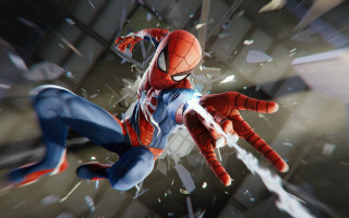 Spiderman flying shattered glass detailed - insane detail free wallpaper