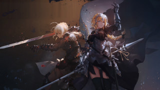 Armor swords women dark room - two woman free wallpaper for desktop