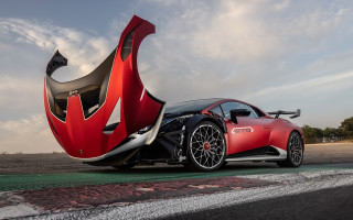 Red sports car large wing - extreme free wallpaper