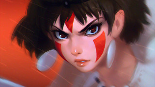 Woman red white face black - artgerm free wallpaper