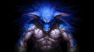 Blue red furry creature glowing - creature free wallpaper for desktop