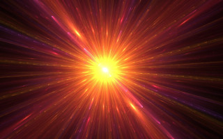 Bright starburst yellow center night - volumetric light free wallpaper for desktop