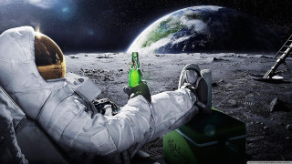 Astronaut man moon beer ladder - the moon free wallpaper