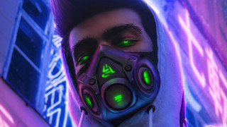 Futuristic man mask green eyes - a futuristic look free wallpaper