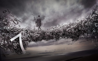 Man standing paper numbers flying - number free wallpaper