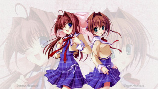 Anime girls purple dresses cat - a cat ear free wallpaper