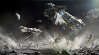 Moon people spaceship space station - the moon free wallpaper