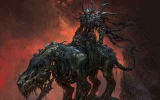 Demonic horned creature hairy back - a demonic creature free wallpaper