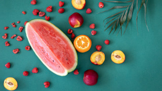 Watermelon fruits berries summer vibrancy - a green surface free wallpaper